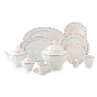 سرویس چینی 103 پارچه زرین مدل فرانسیس صورتی پیکره نئوکلاسیک