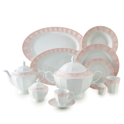 سرویس چینی 103 پارچه زرین مدل اوآسیس صورتی پیکره نئوکلاسیک