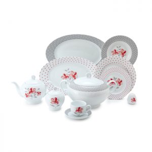 سرویس چینی 102 پارچه زرین مدل والنسیا قرمز پیکره ایتالیا اف