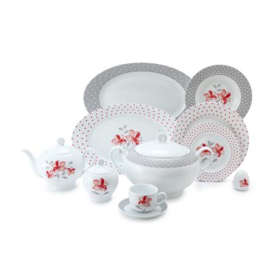 سرویس چینی 102 پارچه زرین مدل والنسیا قرمز پیکره ایتالیا اف