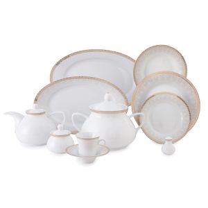 سرویس چینی 108 پارچه زرین مدل رومینا طلایی پیکره شهرزاد