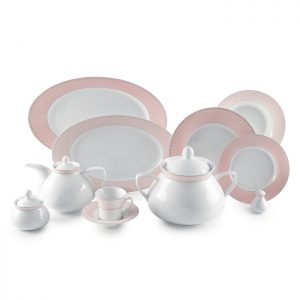 سرویس چینی 108 پارچه زرین مدل ژانتی صورتی پیکره شهرزاد