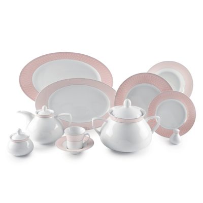 سرویس چینی 108 پارچه زرین مدل ژانتی صورتی پیکره شهرزاد