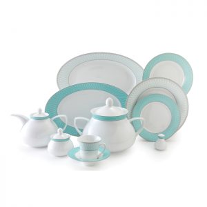 سرویس چینی 108 پارچه زرین مدل ژانتی فیروزه ای پیکره شهرزاد