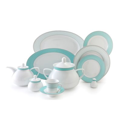 سرویس چینی 108 پارچه زرین مدل ژانتی فیروزه ای پیکره شهرزاد