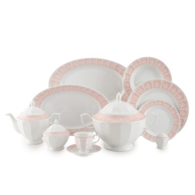 سرویس چینی 103 پارچه زرین مدل آرتمیس صورتی پیکره نئوکلاسیک