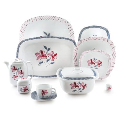 سرویس چینی 98 پارچه زرین مدل والنسیا ارغوانی پیکره کواترو