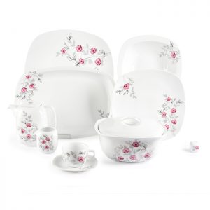 سرویس چینی 98 پارچه زرین مدل گل پامچال پیکره کواترو