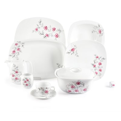 سرویس چینی 98 پارچه زرین مدل گل پامچال پیکره کواترو