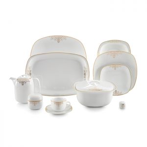 سرویس چینی 98 پارچه زرین مدل مونت کارلو طلایی پیکره کواترو