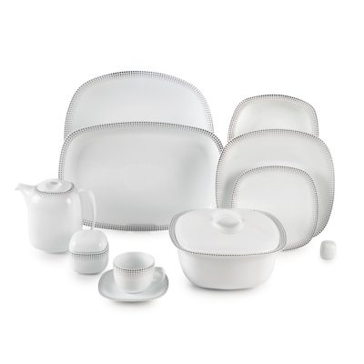 سرویس چینی 98 پارچه زرین مدل مون بلان مشکی پیکره کواترو