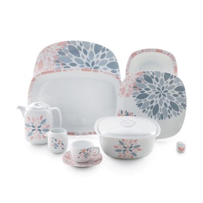 سرویس چینی 98 پارچه زرین مدل سلنا صورتی پیکره کواترو