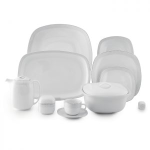 سرویس چینی 98 پارچه زرین مدل لورن پلاتینی پیکره کواترو