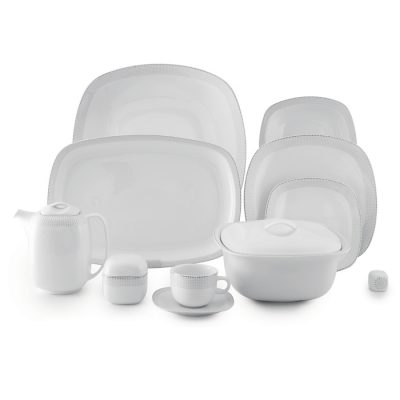 سرویس چینی 98 پارچه زرین مدل لورن پلاتینی پیکره کواترو