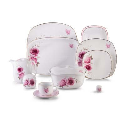 سرویس چینی 98 پارچه زرین مدل رزفلاور پیکره کواترو