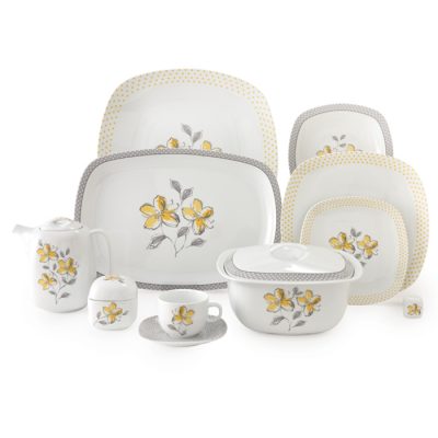 سرویس چینی 98 پارچه زرین مدل والنسیا زرد پیکره کواترو