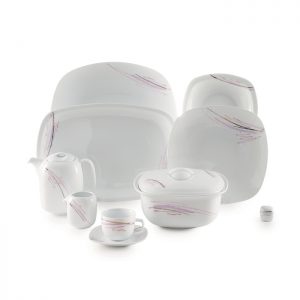 سرویس چینی 98 پارچه زرین مدل آلبا پلاتینی پیکره کواترو