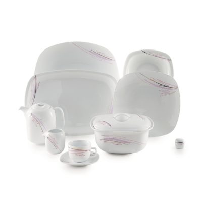 سرویس چینی 98 پارچه زرین مدل آلبا پلاتینی پیکره کواترو