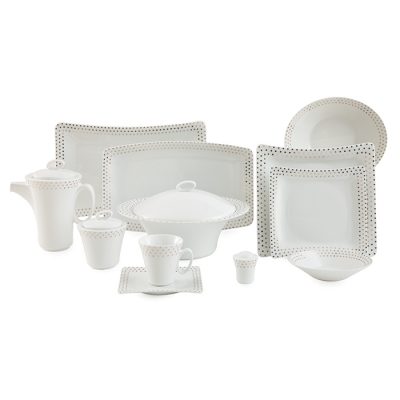 سرویس چینی 97 پارچه زرین مدل اسپاتی پلاتینی پیکره وینچی