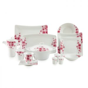 سرویس چینی 97 پارچه زرین مدل آزالیا پینک پیکره وینچی