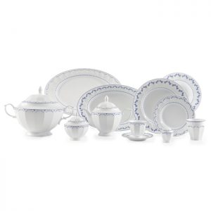 سرویس چینی 103 پارچه زرین مدل فرانسیس سرمه ای پیکره نئوکلاسیک